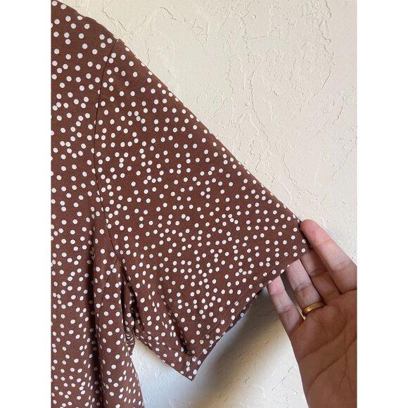 J. Jill Size XL Wearever Brown White Dot Dress Short Sleeve - Picture 6 of 8